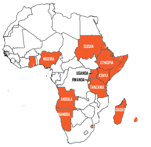 Map of Africa where we work